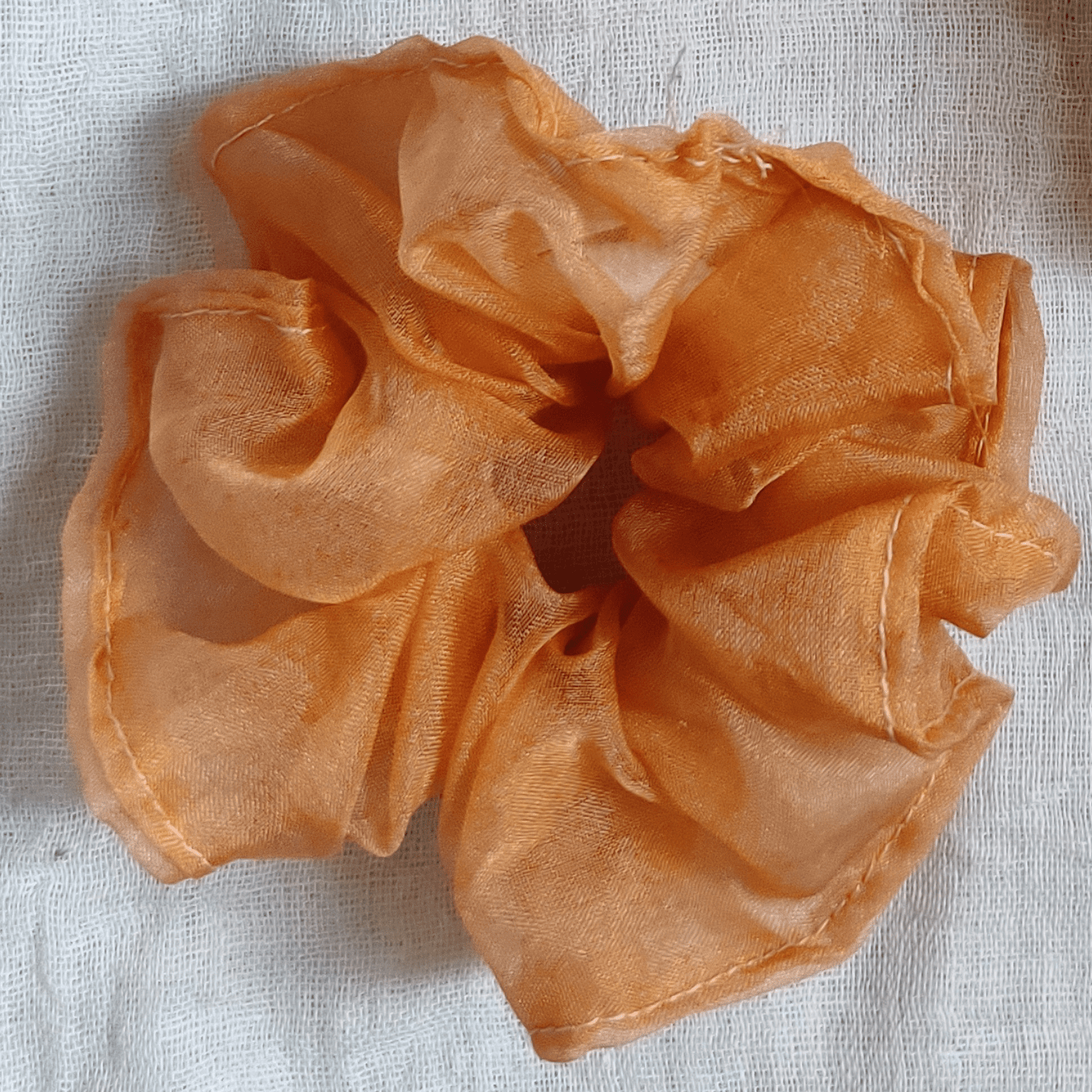 Organza Silk Scrunchie- Peach